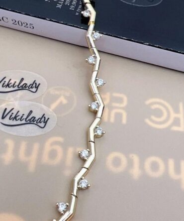 Bransoletka damska ze stali chirurgicznej złota z cyrkoniami