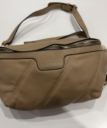 Torebka miękka typu nerka MAXFLY  ecru i bordo