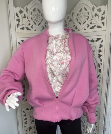 Bluza damska MOON różowa na zamek z podszewką