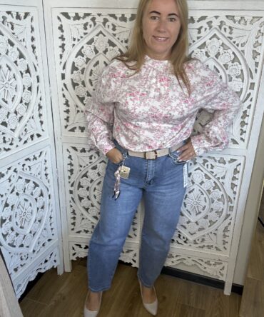 Spodnie jeans M Sara BALLOON FIT bardzo elastyczne wysoki stan duże rozmiary